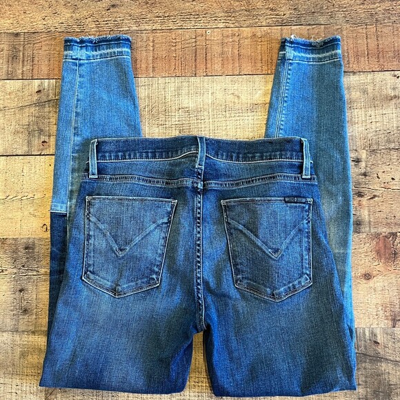 Hudson Denim Jeans Isla Midrise Raw Hem Patchwork Size 27 - Picture 7 of 7